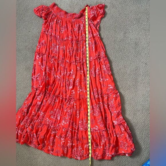 Free People Barclay Off the Shoulder Tiered Floral Print Ruffle Maxi Dress Sz M - Picture 10 of 14